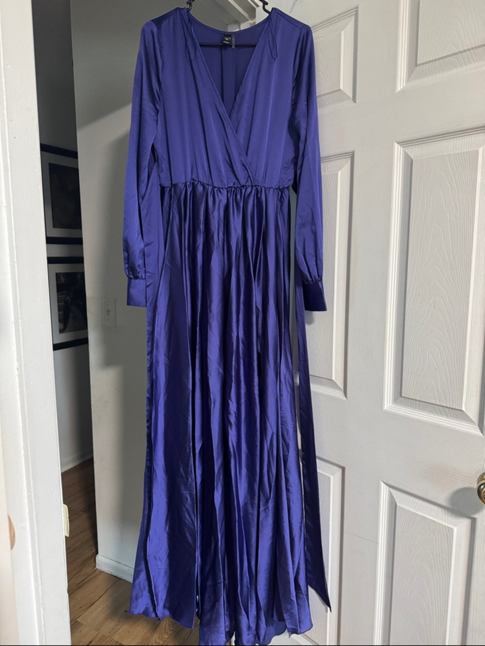 Windsor Satin-Look Long Sleeve Maxi Dress in Vibrant Purple